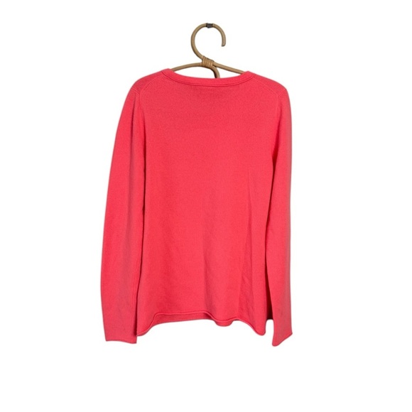 J. Crew ** Peachy Pink Fluorescent Cashmere Crewneck Raw Hem Sweater Size Large - Picture 6 of 12